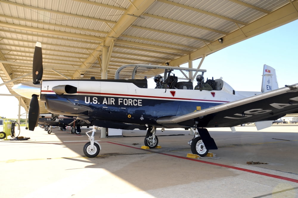 US Air Force T-6A Texan at Sheppard Air Force Base Texas Canvas Art - Riccardo NiccoliStocktrek Images (34 x 23)