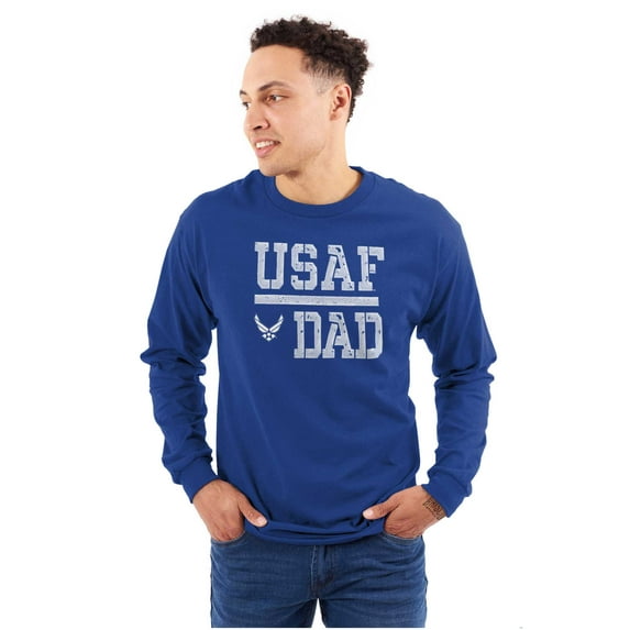 US Air Force USAF Dad Military Father Men's Long Sleeve Tee T Shirt Brisco Brands S