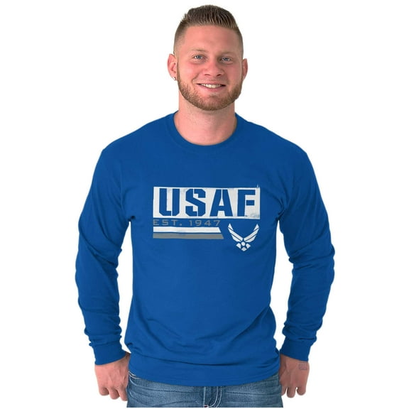 US Air Force USAF Est 1947 Logo Unisex Plus Size Long Sleeve Tee Shirt Brisco Brands 2X