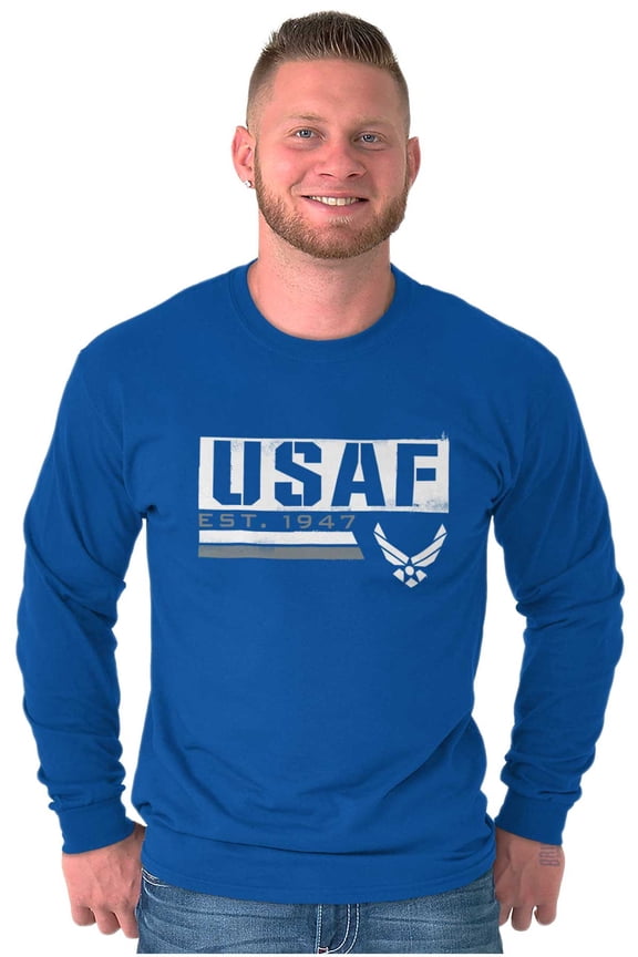 USAF Est 1947 Logo Unisex Plus Size Long Sleeve Tee Shirt Brisco Brands 2X