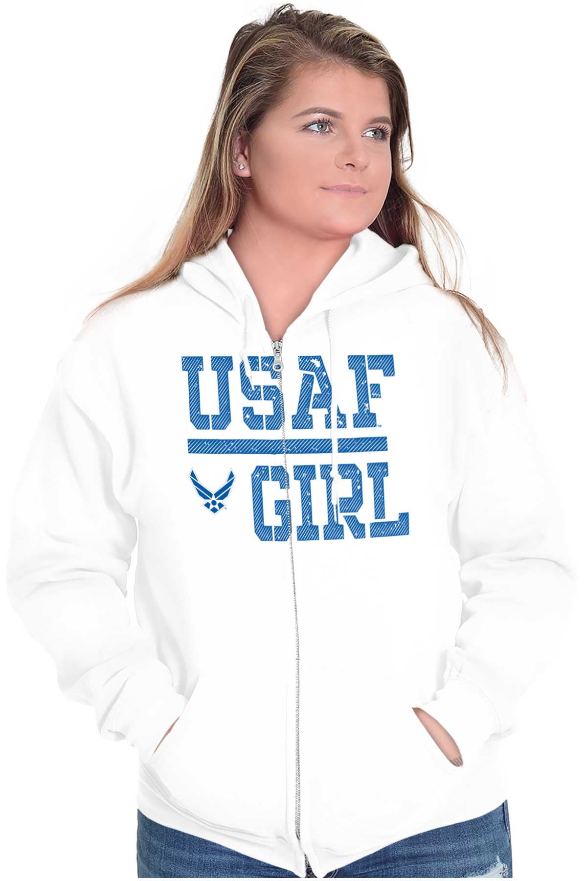 US Air Force USAF Girl Zip Hoodie Sweatshirt Women Brisco Brands M ...
