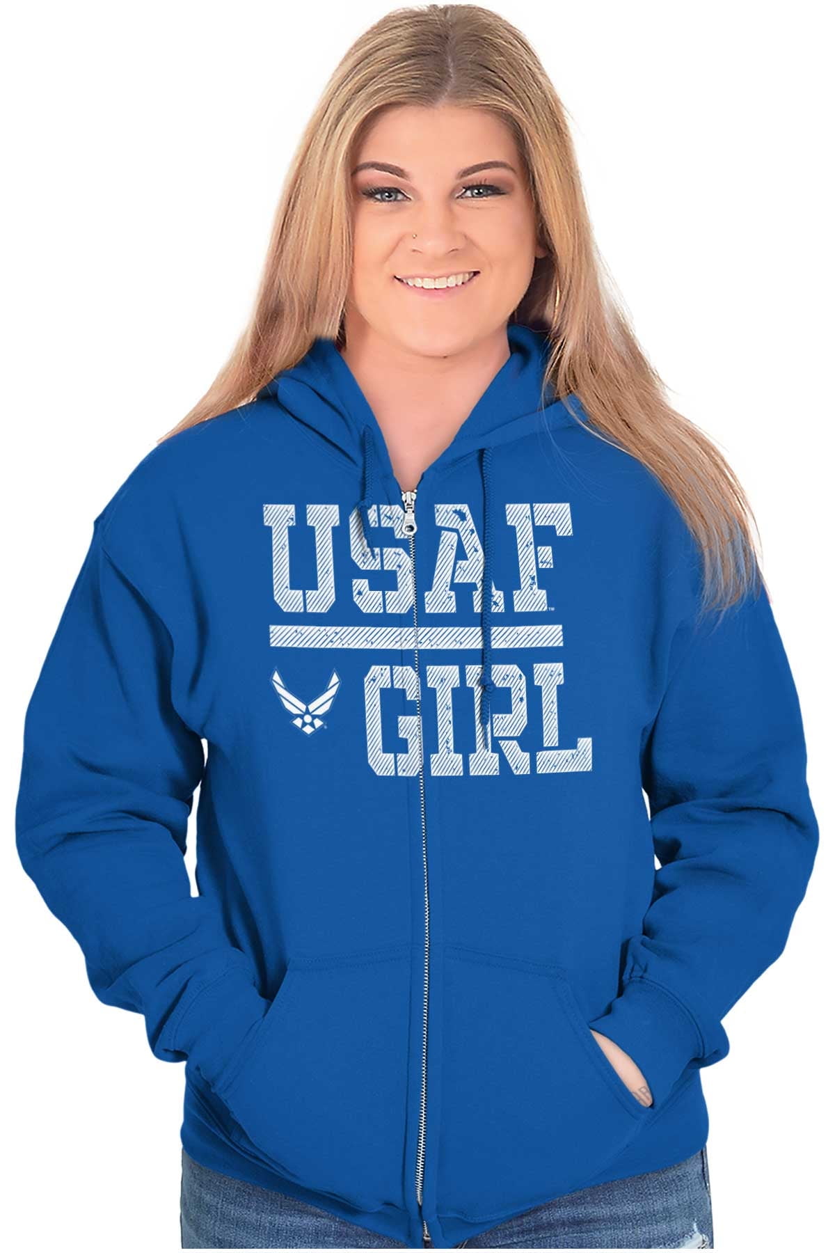 US Air Force USAF Girl Zip Up Hoodie Men's Women's Brisco Brands S ...