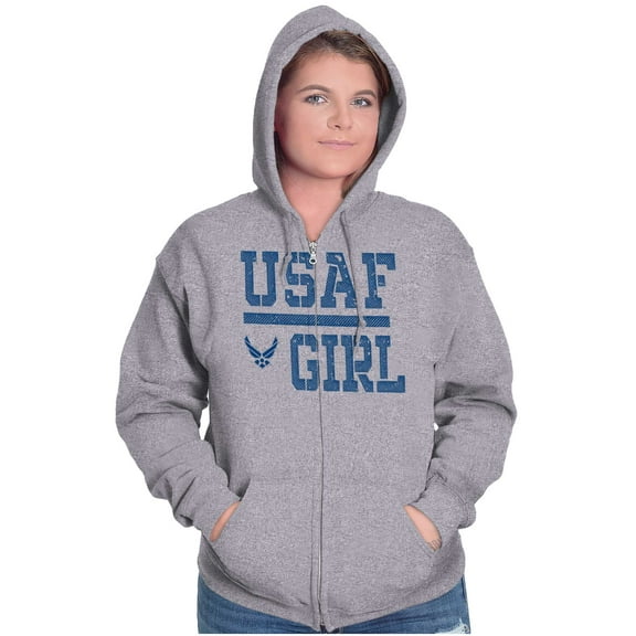 US Air Force USAF Girl Zip Up Hoodie Men's Women's Brisco Brands X