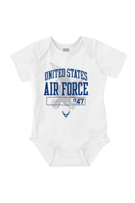US Air Force USAF Logo Bald Eagle Romper Boys or Girls Infant Baby Brisco Brands 12M
