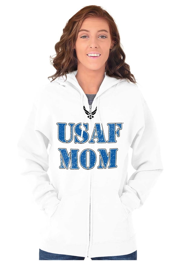 USAF Mom Family Support Women Plus Size Zipper Hoodie Brisco Brands 2X