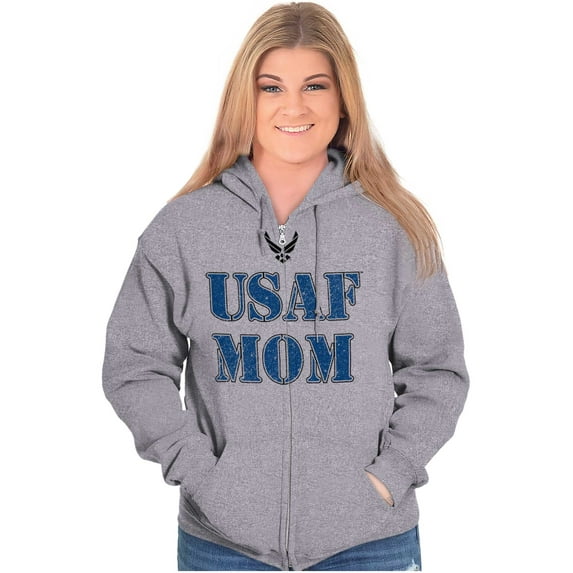 US Air Force USAF Mom Family Support Women Plus Size Zipper Hoodie Brisco Brands 5X