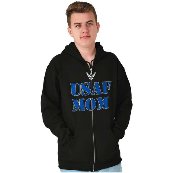 US Air Force USAF Mom Family Support Zip Hoodie Sweatshirt Women Brisco Brands L