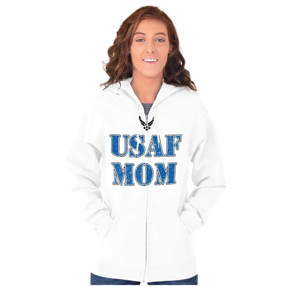 US Air Force USAF Mom Family Support Zip Hoodie Sweatshirt Women Brisco Brands X
