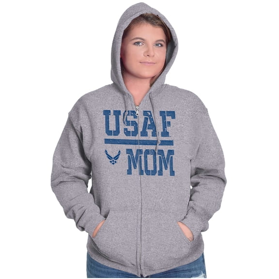 US Air Force USAF Mother Military Mom Zip Hoodie Sweatshirt Women Brisco Brands X