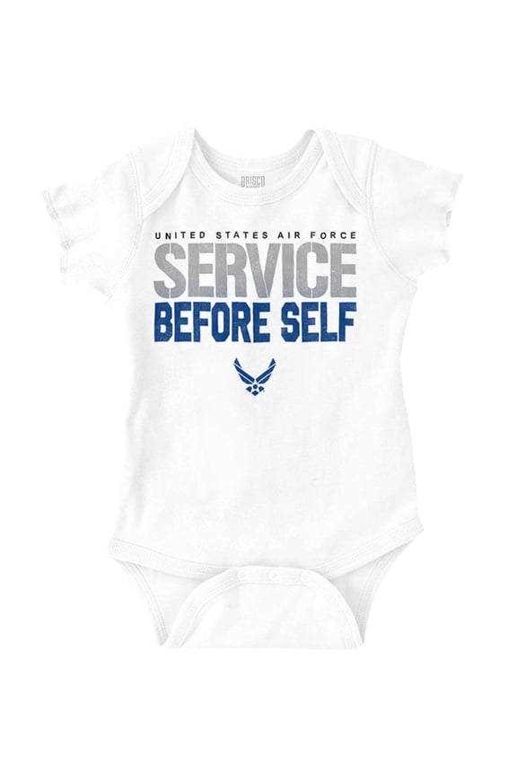 US Air Force USAF Service Before Self Romper Boys or Girls Infant Baby Brisco Brands 18M