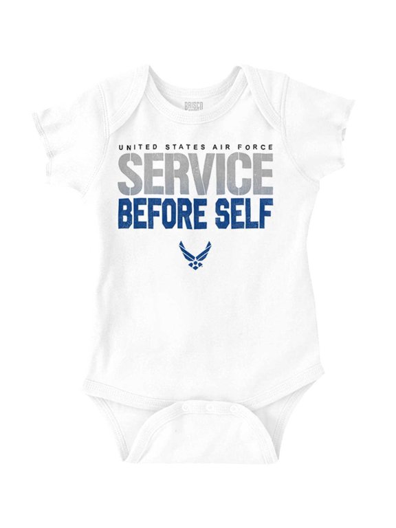 US Air Force USAF Service Before Self Romper Boys or Girls Infant Baby Brisco Brands 18M