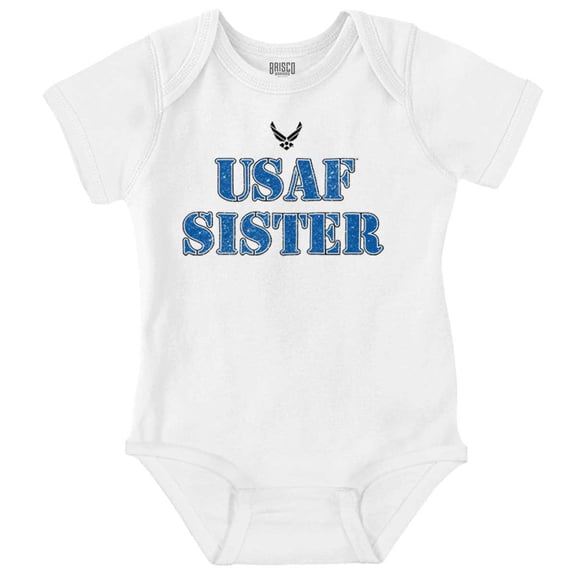 US Air Force USAF Sister Proud Sis Bodysuit Jumper Girls Infant Baby Brisco Brands NB