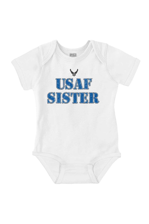 US Air Force USAF Sister Proud Sis Bodysuit Jumper Girls Infant Baby Brisco Brands NB