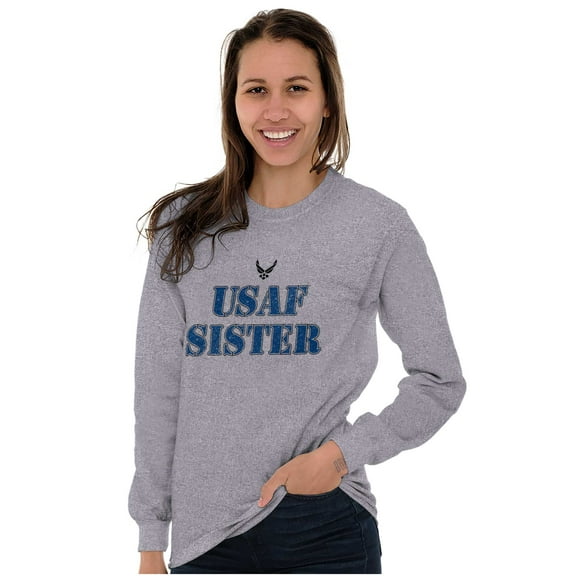 US Air Force USAF Sister Proud Sis Women Plus Size Long Sleeve Tee Brisco Brands 3X