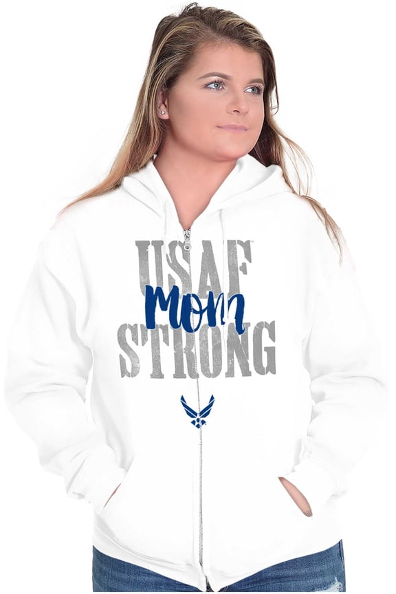 USAF Strong Military Mom Women Plus Size Zipper Hoodie Brisco Brands 2X