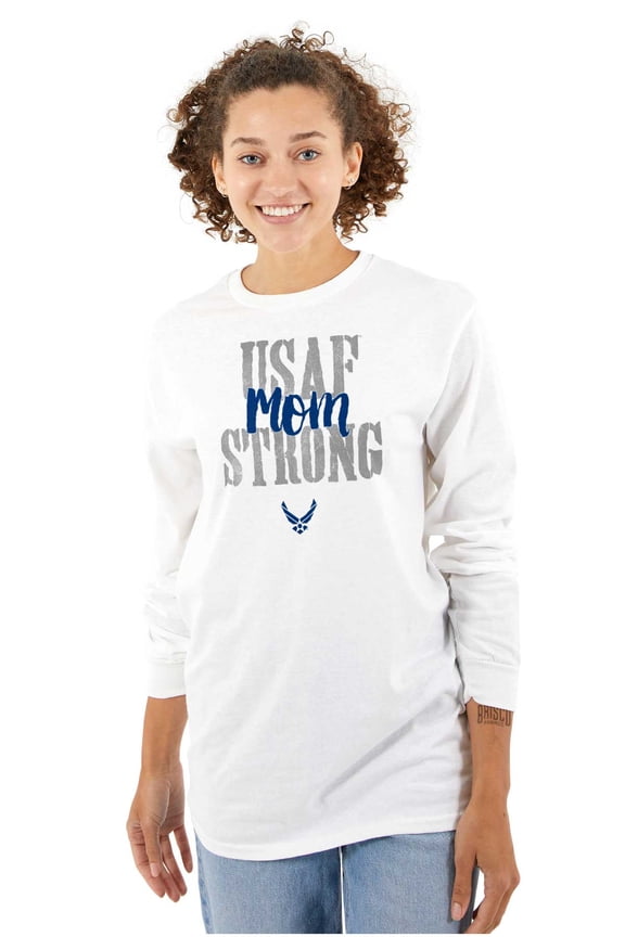 US Air Force USAF Strong Military Mom Women's Long Sleeve T Shirt Brisco Brands S