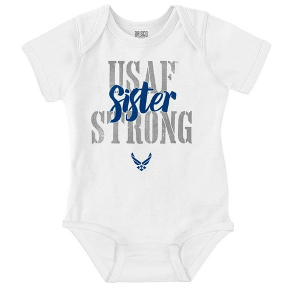US Air Force USAF Strong Sister Bodysuit Jumper Girls Infant Baby Brisco Brands NB