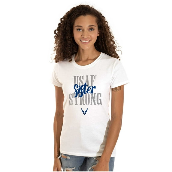 US Air Force USAF Strong Sister Women's T Shirt Ladies Tee Brisco Brands L