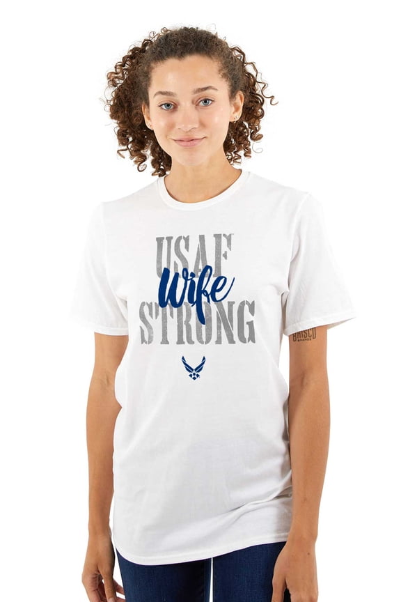 US Air Force USAF Strong Wife Women's Graphic T Shirt Tees Brisco Brands M