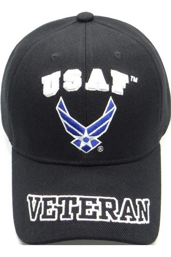 US Air Force USAF Veteran Black Baseball Hat Cap