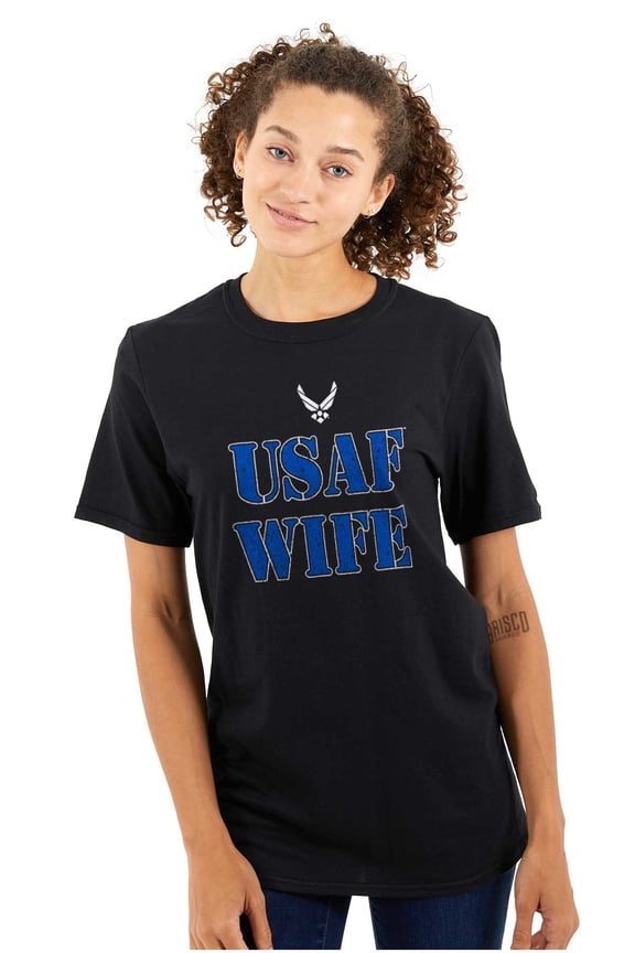 USAF Wife Proud Spouse Women Plus Size Graphic Tee Tees Brisco Brands 2X
