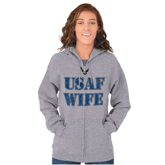 US Air Force USAF Wife Proud Spouse Women Plus Size Zipper Hoodie Brisco Brands 3X