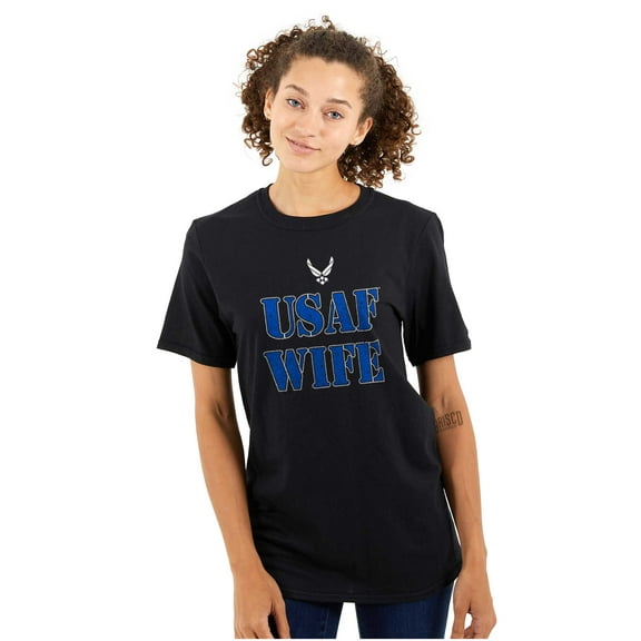 US Air Force USAF Wife Proud Spouse Women's Graphic T Shirt Tees Brisco Brands S