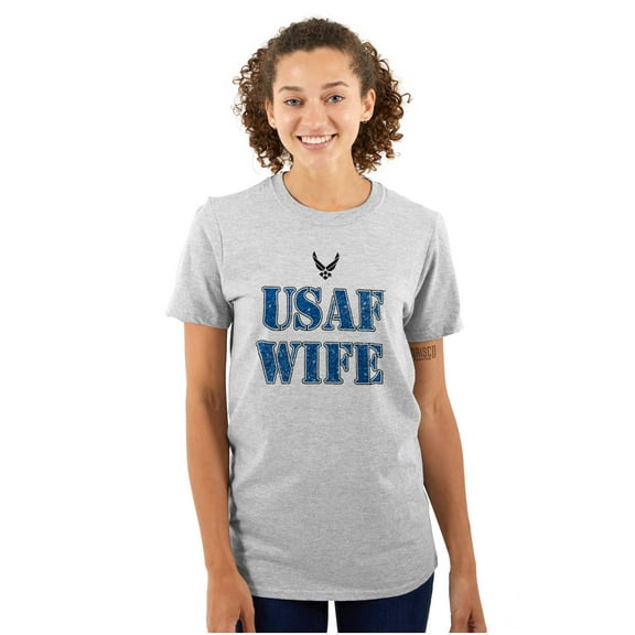 US Air Force USAF Wife Proud Spouse Women's Graphic T Shirt Tees Brisco Brands S