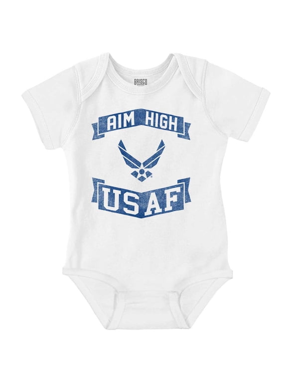 US Air Force USAF Wings Aim High Romper Boys or Girls Infant Baby Brisco Brands 12M