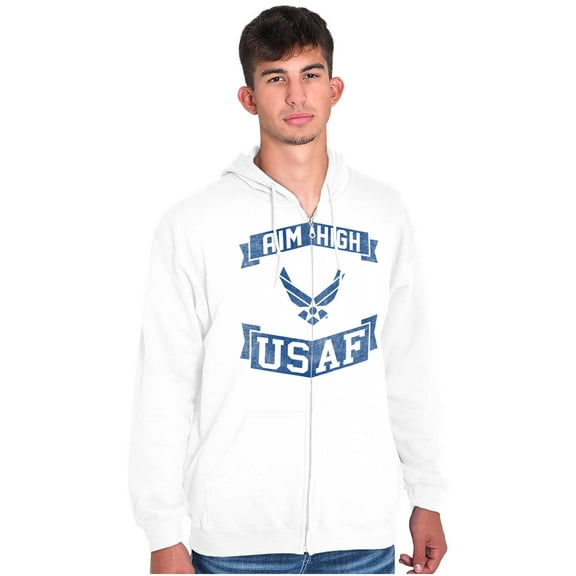 US Air Force USAF Wings Aim High Zip Up Hoodie Men's Women's Brisco Brands S