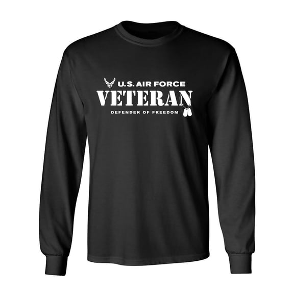US Air Force Vet Defender of Freedom Adult Long Sleeve T-shirt