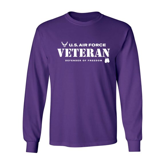 US Air Force Vet Defender of Freedom Adult Long Sleeve T-shirt