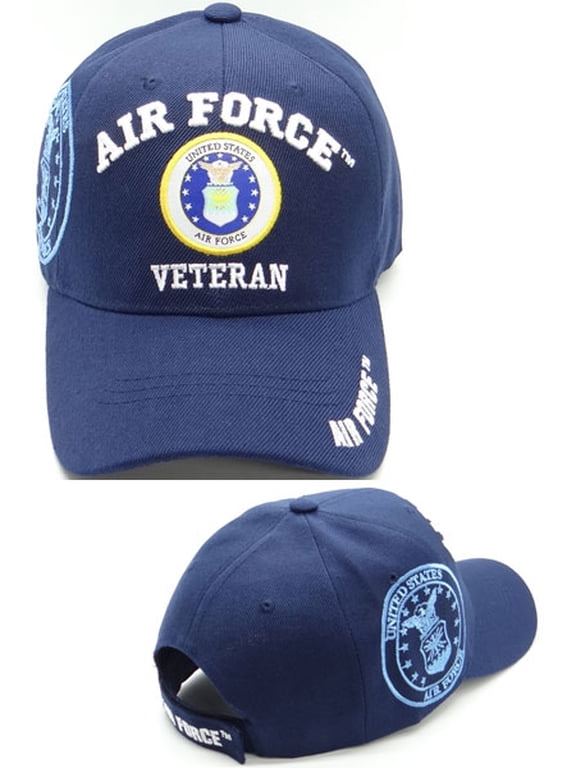 US Air Force Veteran Shield Blue Baseball Hat Cap