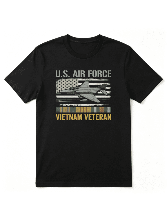 US Air Force Vietnam Veteran Vintage Graphic Tee for Men, Veteran Father's Day Gift Cotton Short Sleeves T-Shirt
