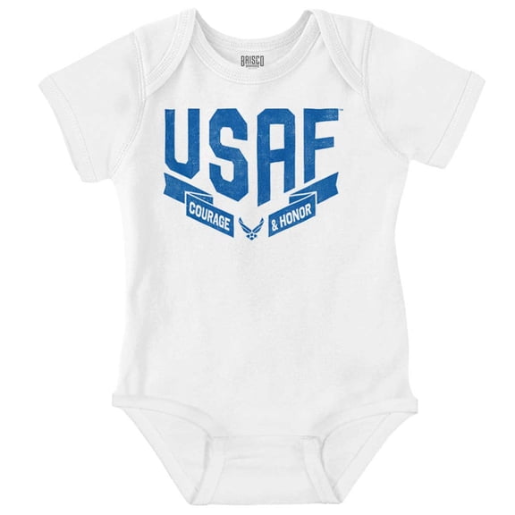 US Air Force Vintage Banner Logo Romper Boys or Girls Infant Baby Brisco Brands NB
