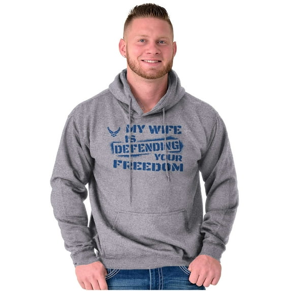 US Air Force Wife Defending Freedom Men Big & Tall Graphic Hoodie Brisco Brands 3X