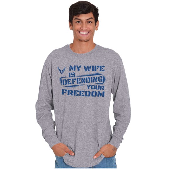 US Air Force Wife Defending Freedom Men Big & Tall Long Sleeve Tee Brisco Brands 3X