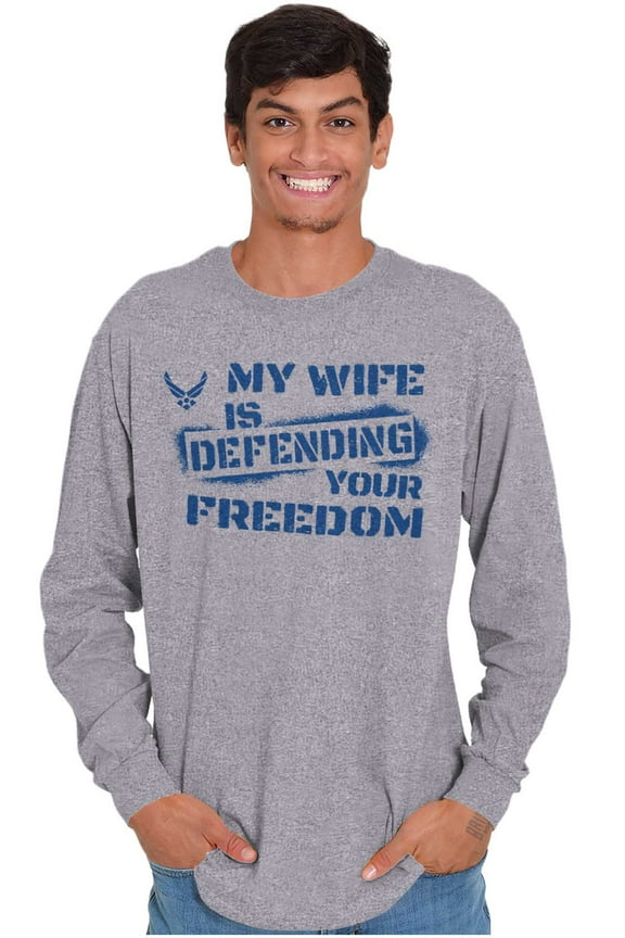 Wife Defending Freedom Men Big & Tall Long Sleeve Tee Brisco Brands 3X
