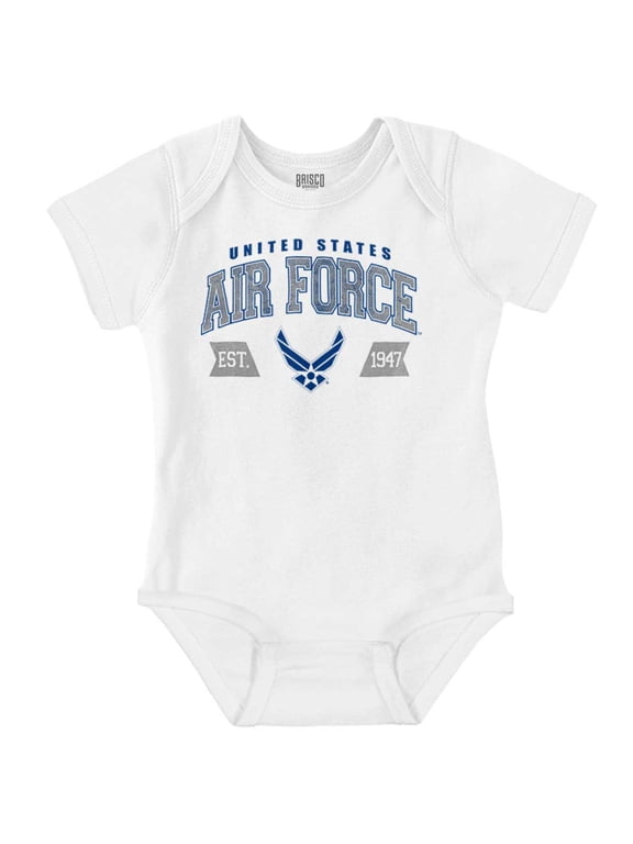 US Air Force Wing Emblem Established Romper Boys or Girls Infant Baby Brisco Brands 24M
