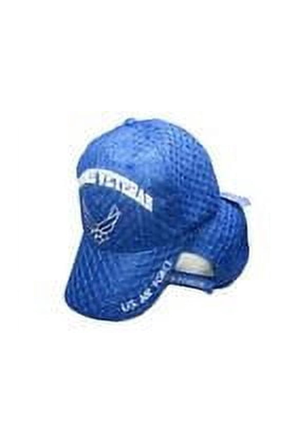 US Air Force Wings Mesh Textured Veteran Royal Blue Embroidered Baseball Cap