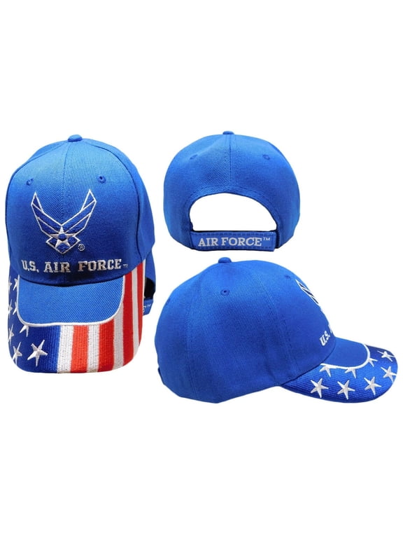 US Air Force Wings USA Patriotic Flag Royal Blue Embroidered Cap Hat (RAM) C1035