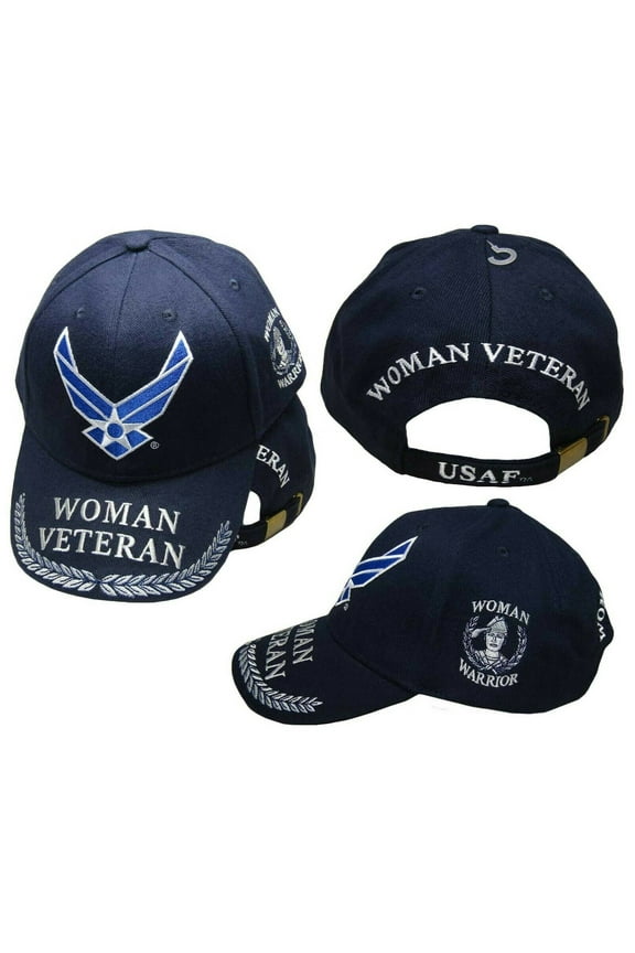 US Air Force Wings Woman Veteran Woman Warrior Navy Blue Embroidered Cap Hat