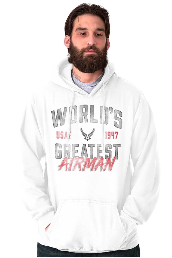 US Air Force World's Greatest Airman Hoodie Hooded Sweatshirt Men Brisco Brands L
