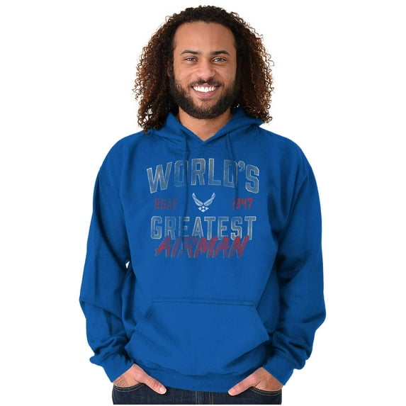 US Air Force World's Greatest Airman Hoodie Hooded Sweatshirt Men Brisco Brands M
