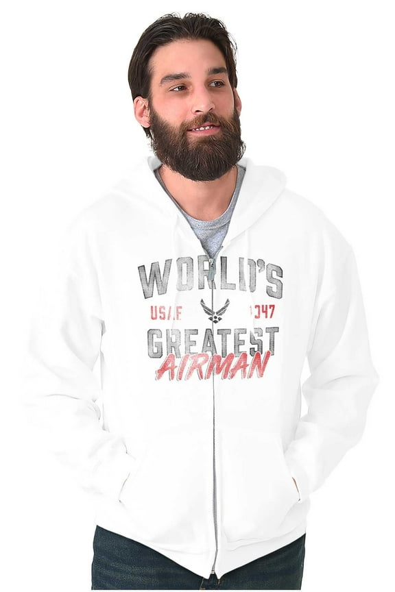 US Air Force World's Greatest Airman Men Big & Tall Zip Hoodie Brisco Brands 2X