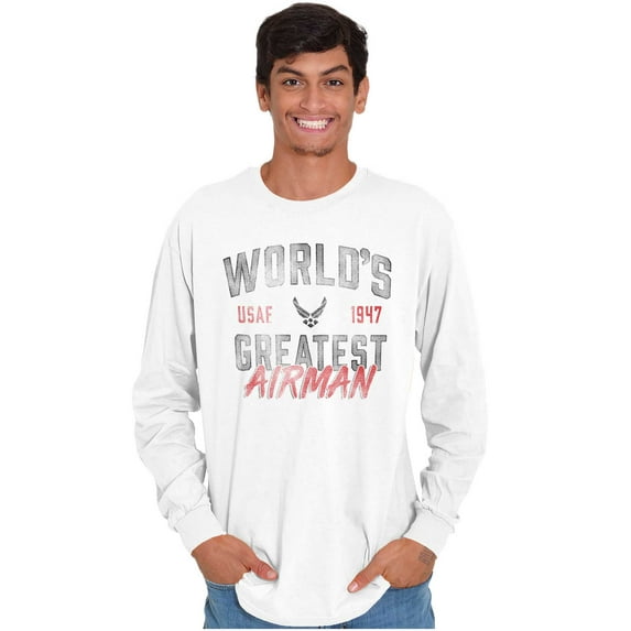 US Air Force World's Greatest Airman Men's Long Sleeve Tee T Shirt Brisco Brands L