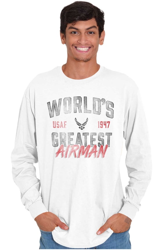 US Air Force World's Greatest Airman Men's Long Sleeve Tee T Shirt Brisco Brands S