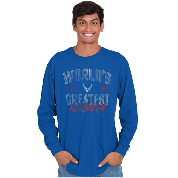 US Air Force World's Greatest Airman Men's Long Sleeve Tee T Shirt Brisco Brands S