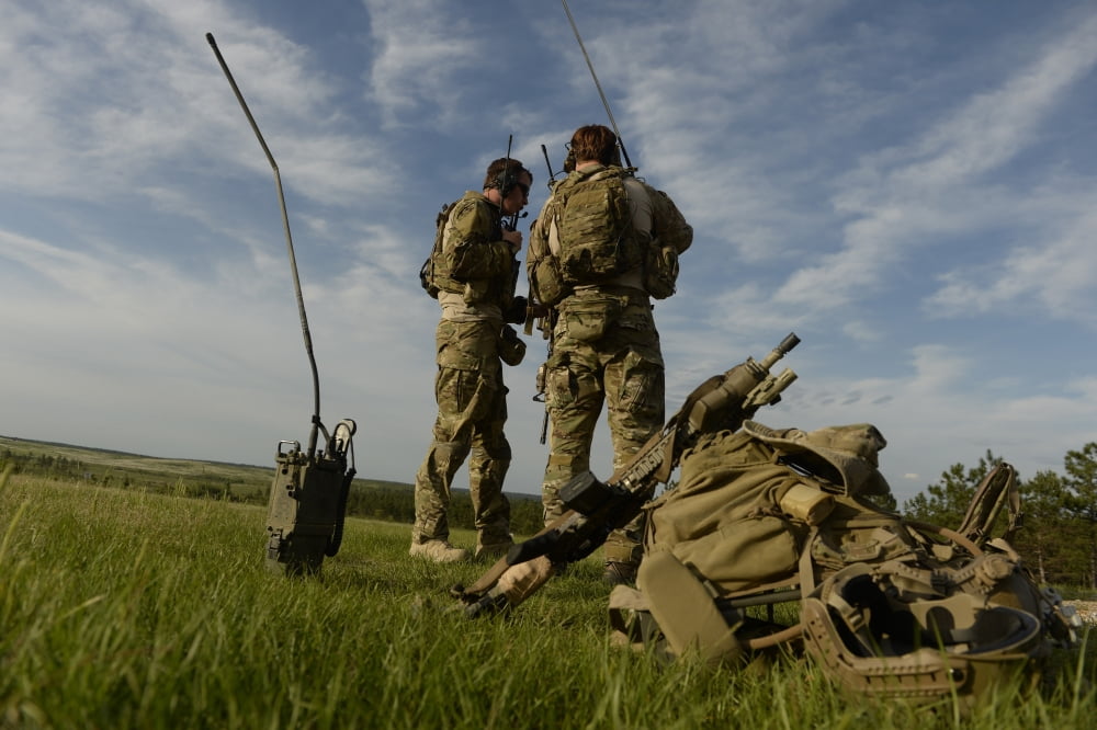 US Air Force combat controllers prepare the range for a live-fire mission Canvas Art - Stocktrek Images (34 x 23)