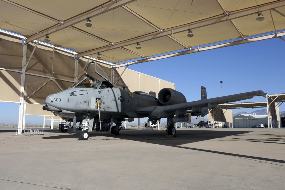 US Air Force pilot performs final operations check on an A-10 Thunderbolt II Canvas Art - Stocktrek Images (35 x 23)